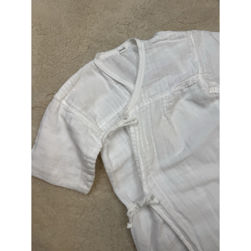 Makie Baby White Cotton Gauze Kimono Wrap Gown Japanese Minimalist Quiet Luxury - Picture 4 of 7